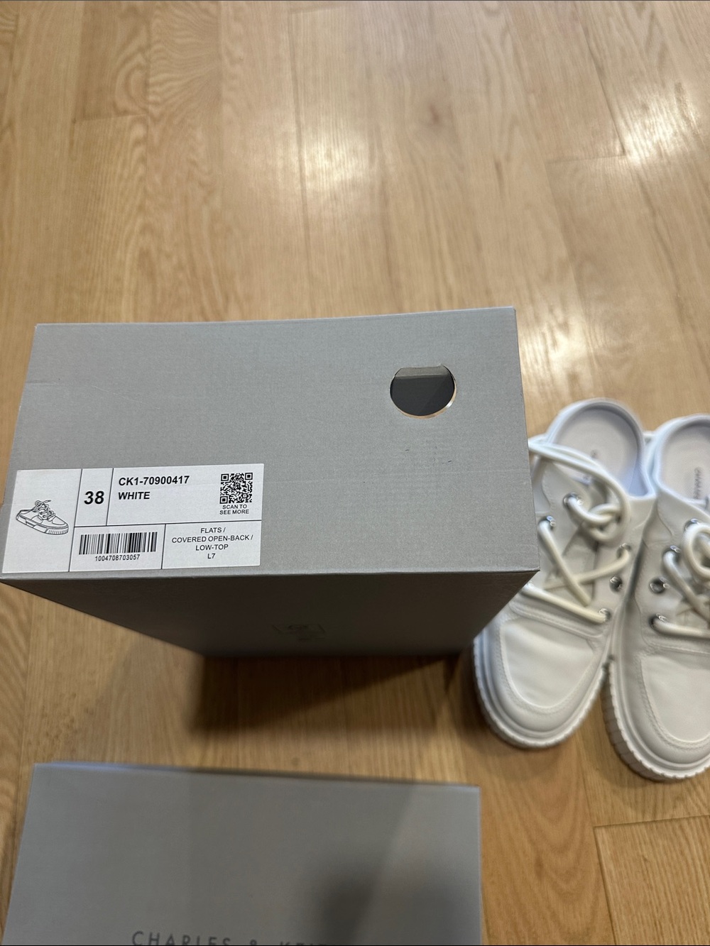 Charles & Keith Off-White Lace-Up Slip-On Sneaker Mules